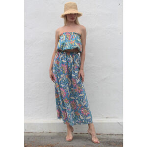 Starkx Tube Top Summer Brights Medium Boho Floral Blouse Top Vacation Preppy